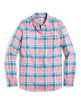 J. Crew Plaid Classic Button Down Perfect Fit Top